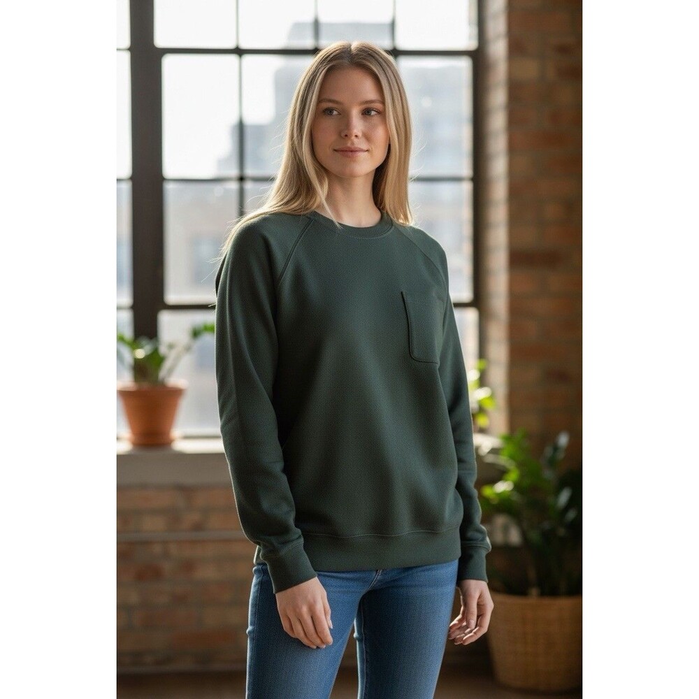 Crossroads Women's Large Dark Green Raglan Long Sleeve Pocket Sweatshirt - Exc